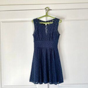 B.Darlin * Sleeveless Lace Cocktail Dress w/ Lining * Dark Blue * Size 3/4